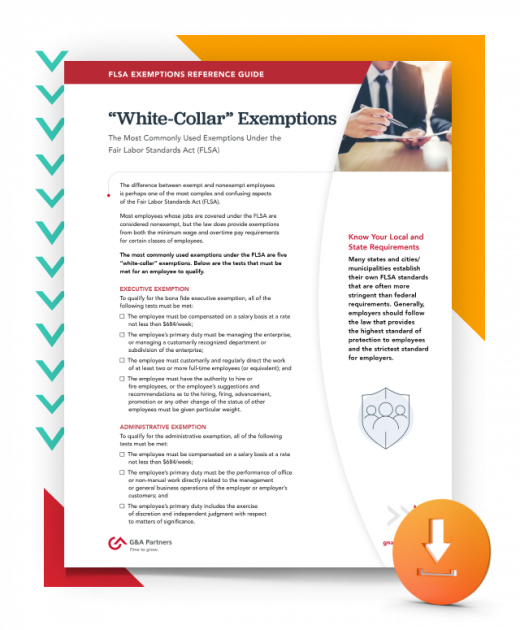 White-Collar&quot; FLSA Exemptions Reference Guide - G&amp;A… | G&amp;A Partners