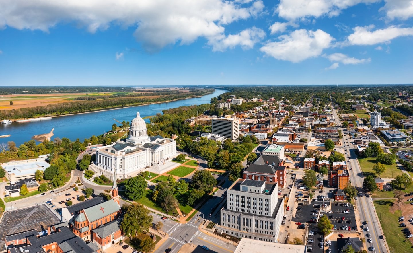 Aerial view of Jefferson City, Missouri