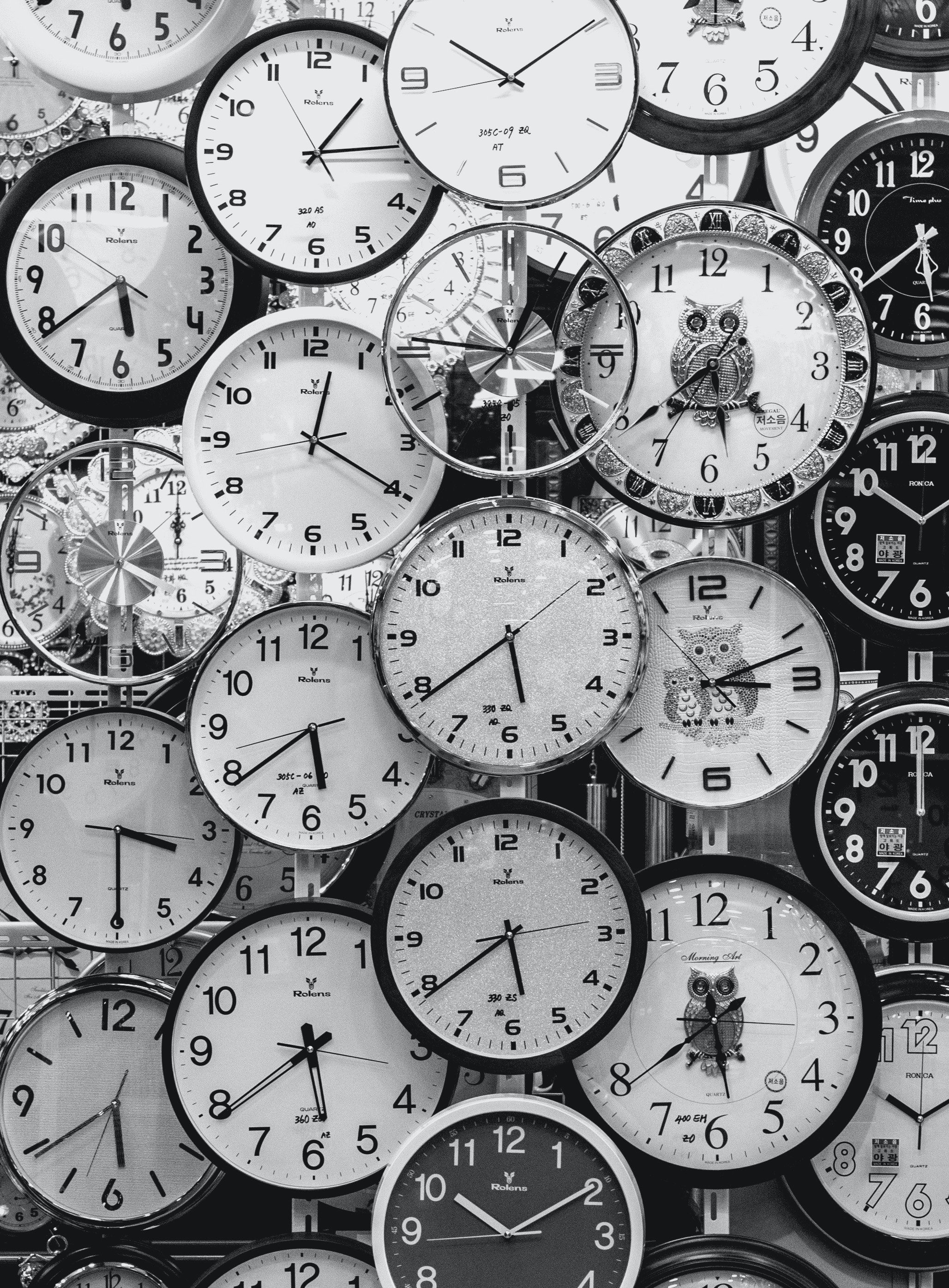 Black and white clocks