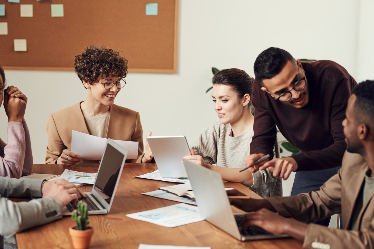 People working together in a group