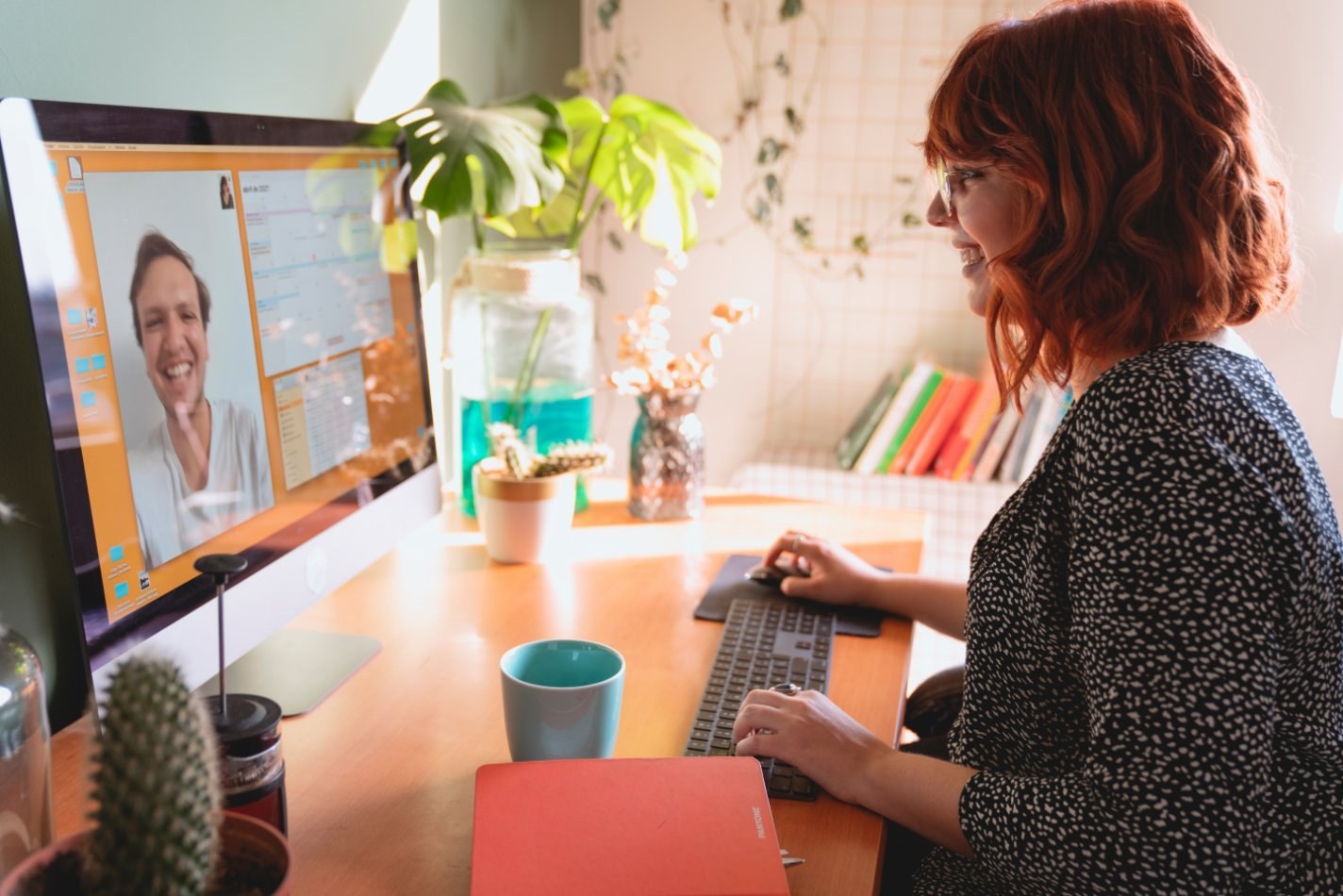 Woman on a virtual meeting