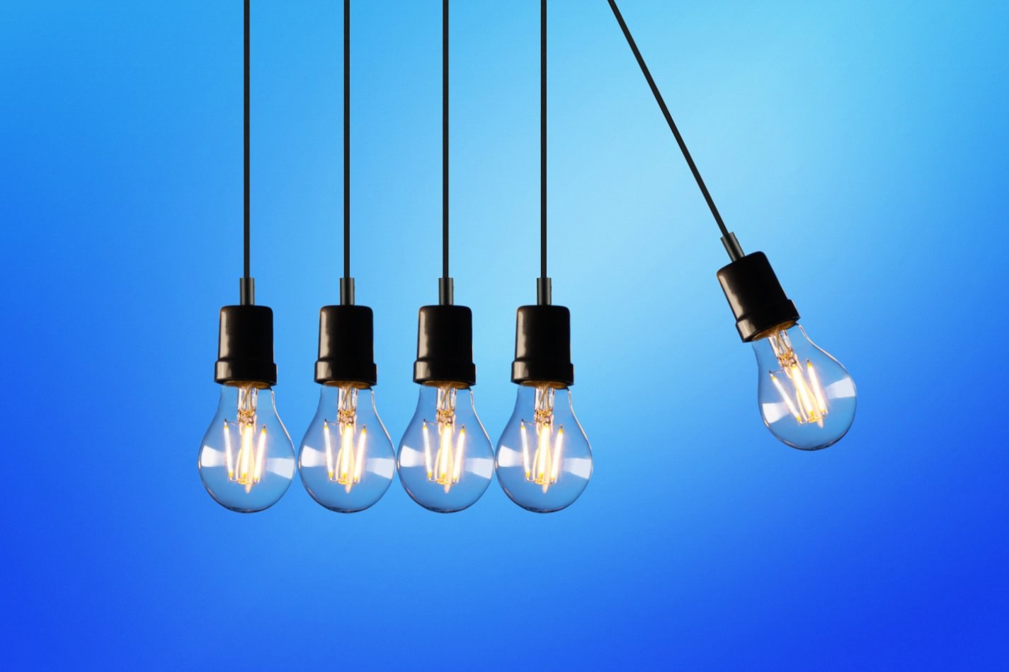 Lightbulbs with a blue background